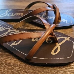 NEW SAM EDELMAN Abbey Flip Flop Sandal in Ginger Brown